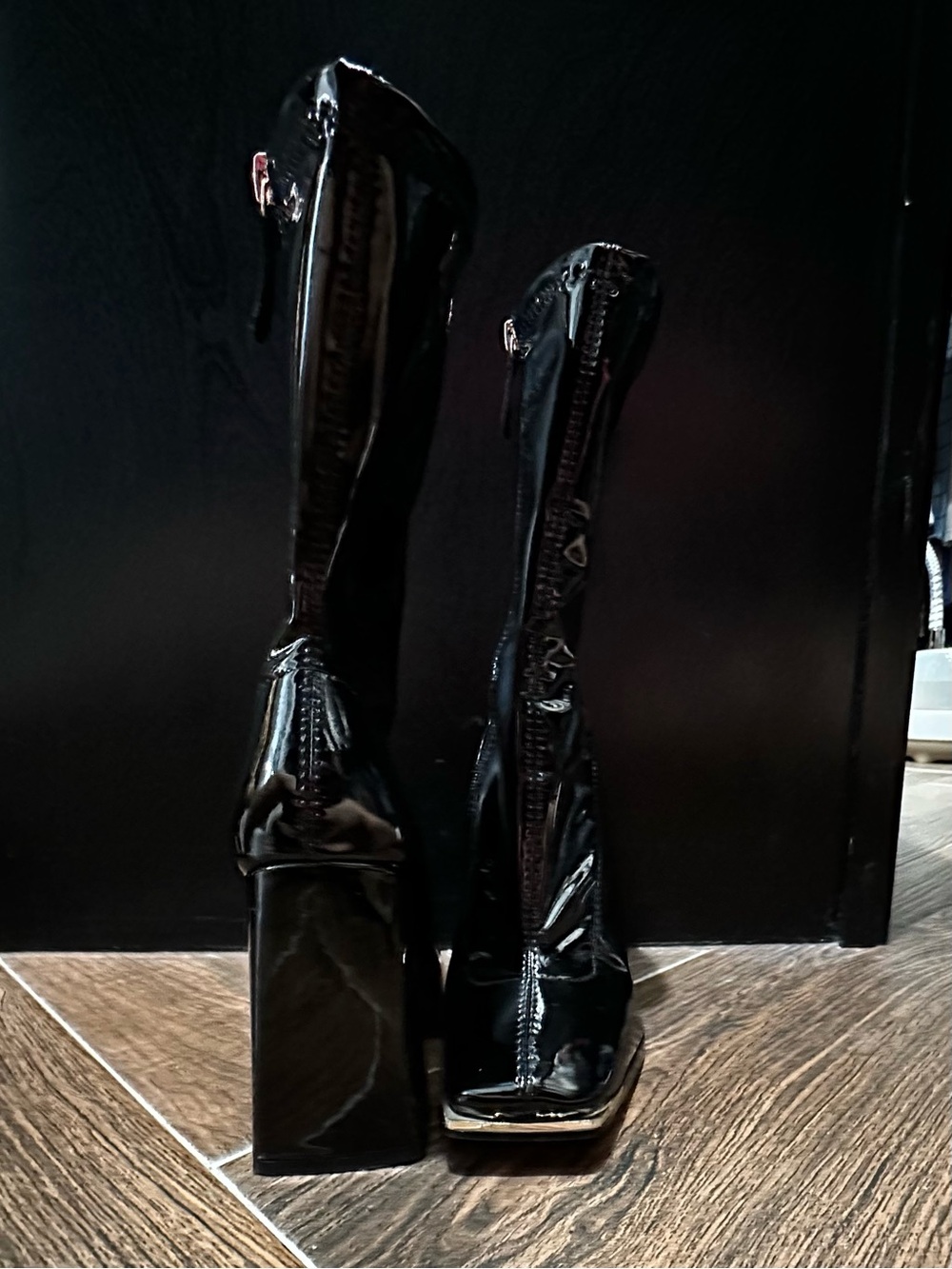 Aldo Patent Black Platform Boots